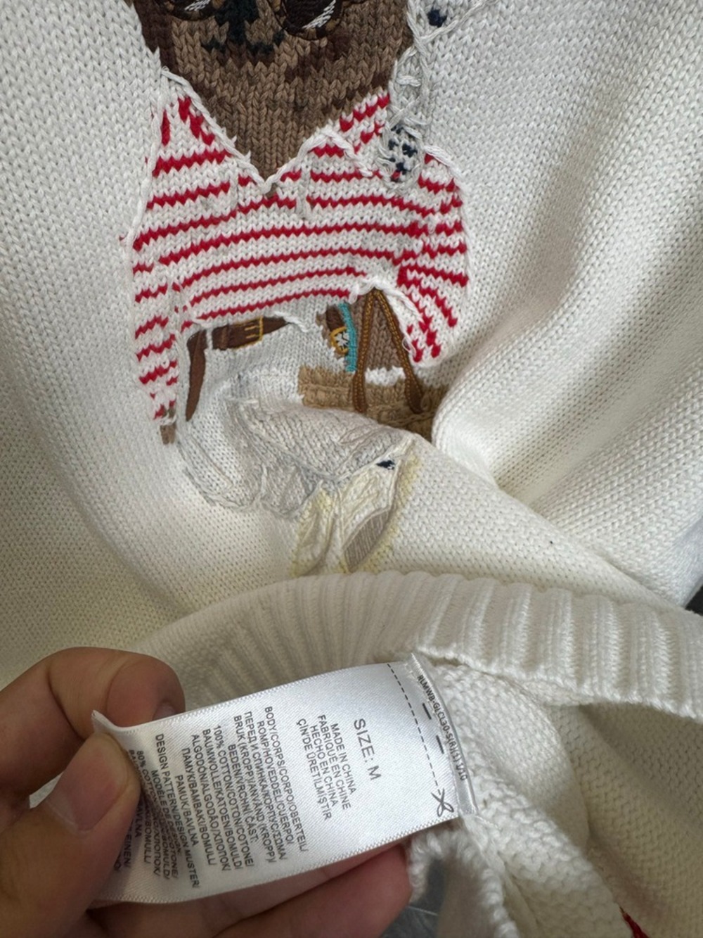 Polo Ralph Lauren Beach Bear Crewneck Knit Sweater White - Picture 6 of 8